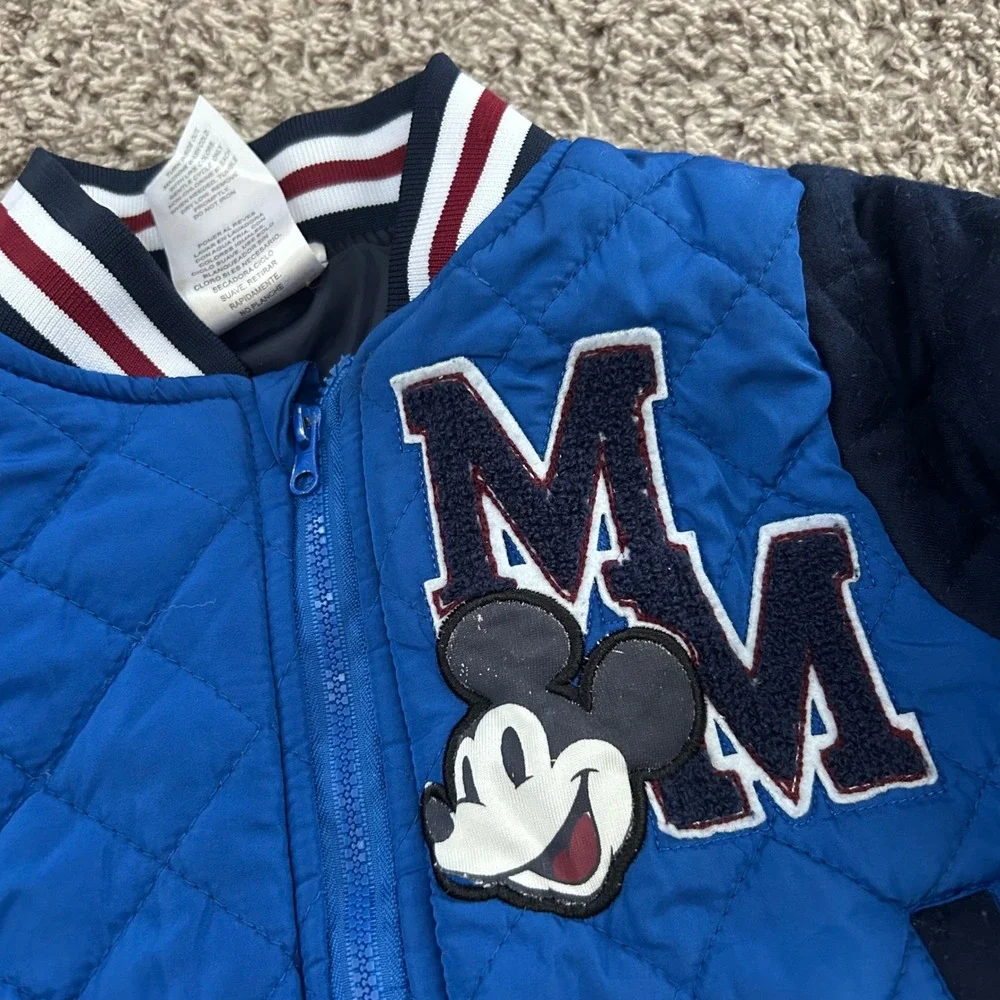 Disney Junior Mickey Mouse Toddler Bomber Jacket Quilted‎ Blue 2T